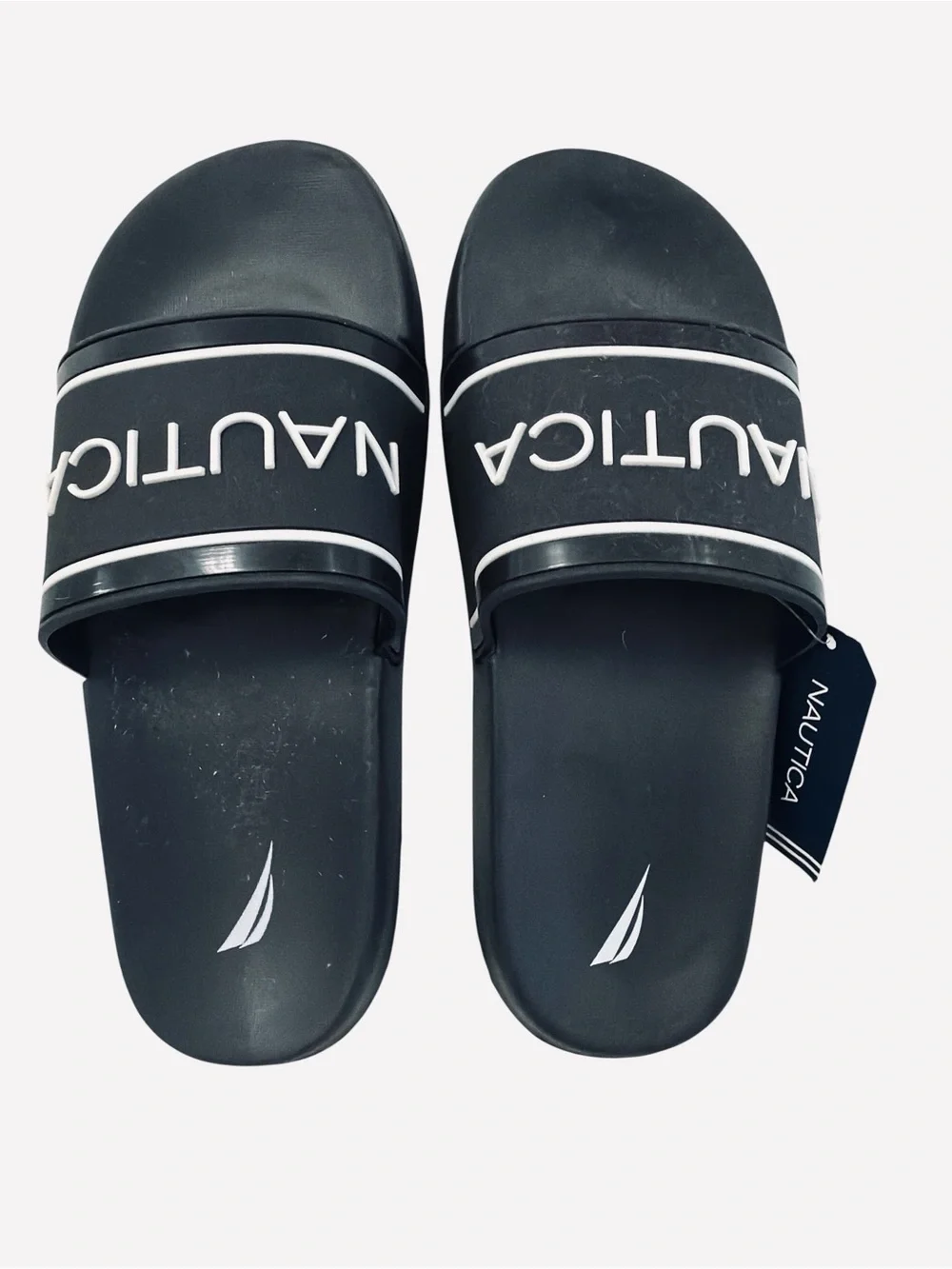 Nautica Men's Athletic Slide Comfort Sandal Shower Slippers Black/White Size 7